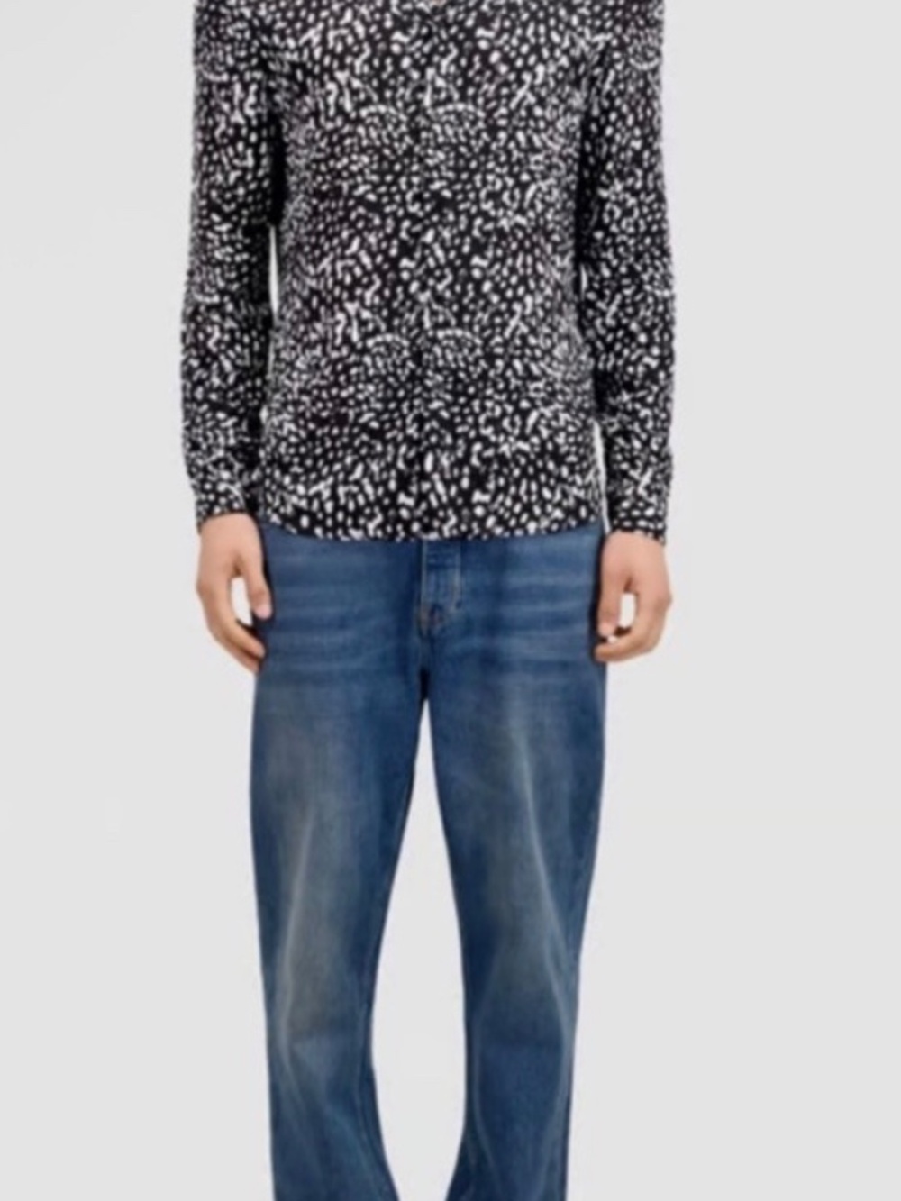 The Kooples┆M┆Flowing Regular Fit MENS Shirt┆Black & White┆263 - Picture 3 of 9